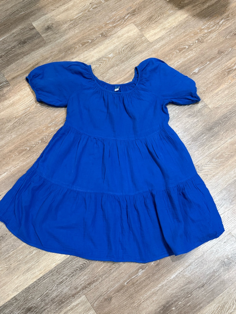 Old Navy Bright Blue Tiered Puff Sleeve women’s Dress